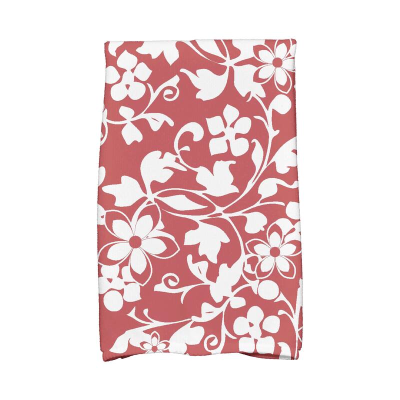 Evelyn Floral Print Hand Towels - Red