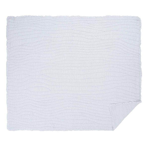White Farmhouse Bedding VHC Aurora Quilt Cotton Solid Color Ruched Ruffle Voile