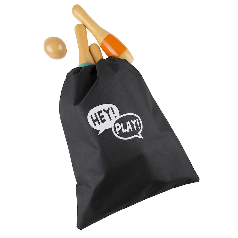 Hey! Play! 9.5-inch Wooden Multicolored Pin Lawn Bowling - Multi-color - 9.5 Inches