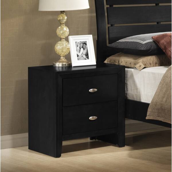 Shop Gloria 350 Black Finish Wood Bed Room Set Queen Bed Dresser Mirror Night Stand Overstock 15635313