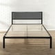 preview thumbnail 1 of 8, Priage by Zinus Black Steel Platform Bedframe w/ Grey Fabric Headboard