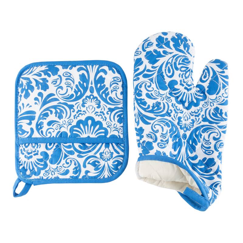 Oven Mitt And Pot Holder Set, Quilted And Flame And Heat Resistant By Windsor Home