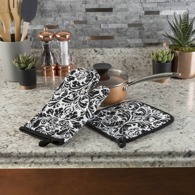 Oven Mitt And Pot Holder Set, Quilted And Flame And Heat Resistant By Windsor Home
