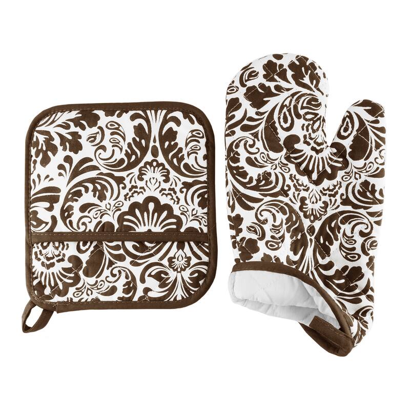 Oven Mitt And Pot Holder Set, Quilted And Flame And Heat Resistant By Windsor Home