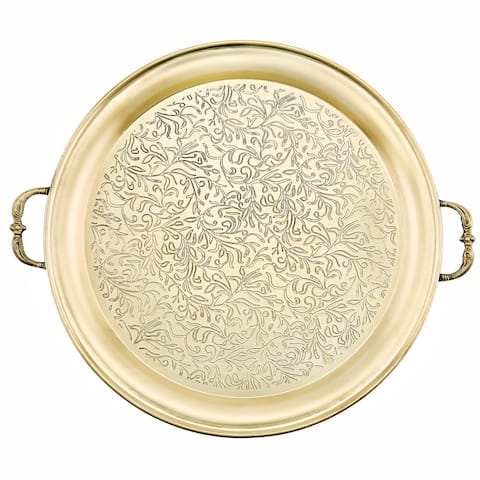 Cairo 18-inch Champagne Tone Etched Steel Tray