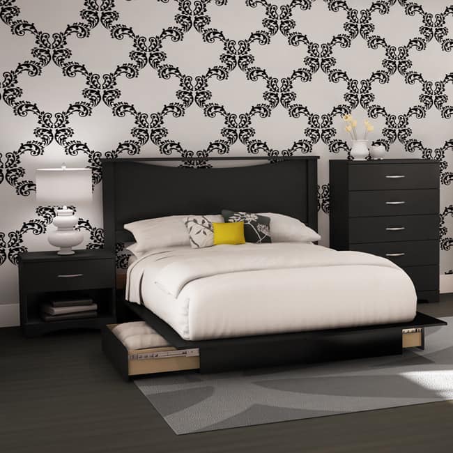 4-piece Full-size Bedroom Set in Black or Brown - Modern & Contemporary - Black