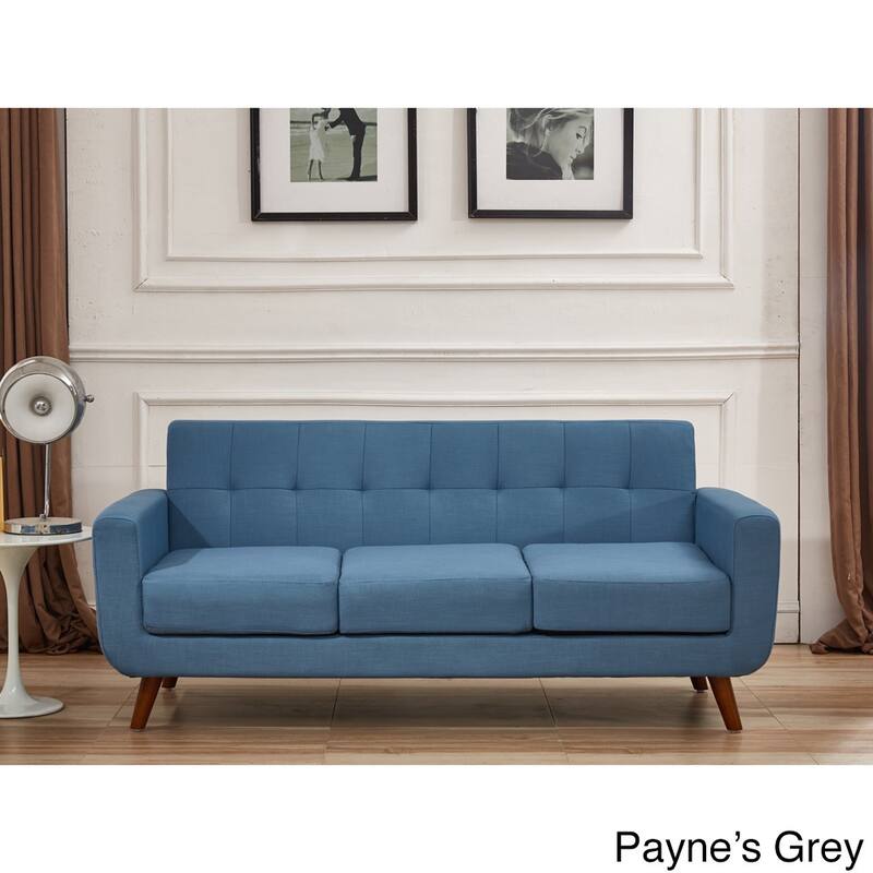 U.S. Pride Furniture Grace Rainbeau Linen Upholstered Tufted Mid-century Sofa