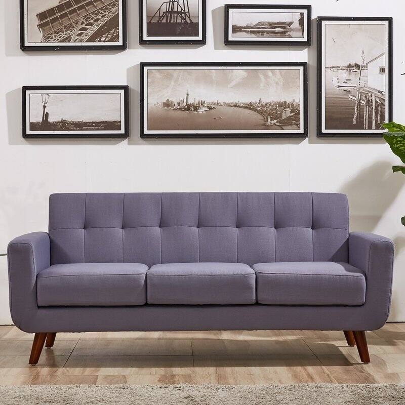U.S. Pride Furniture Grace Rainbeau Linen Upholstered Tufted Mid-century Sofa