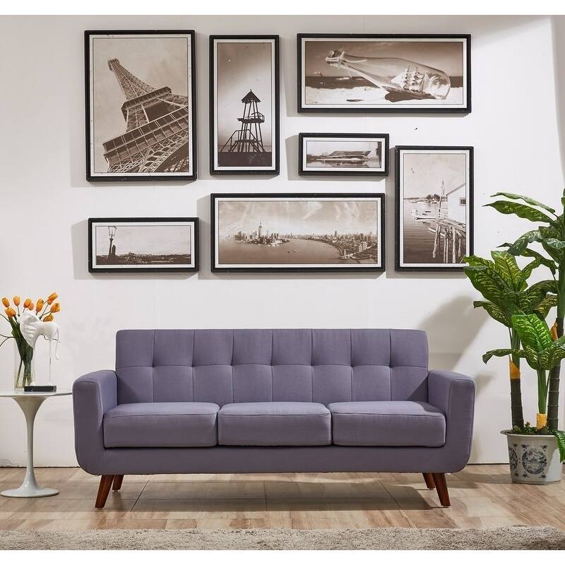 U.S. Pride Furniture Grace Rainbeau Linen Upholstered Tufted Mid-century Sofa