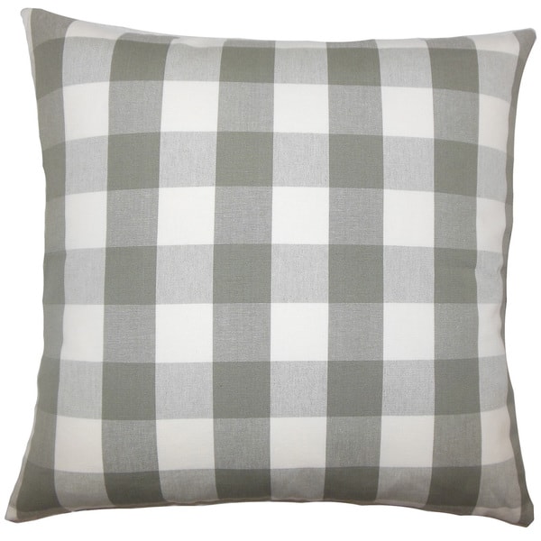 slide 1 of 1, Nelson Plaid 24-inch Feather Throw Pillow - Iron