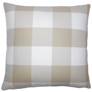 Baker Plaid 24-inch Feather Throw Pillow - Sesame