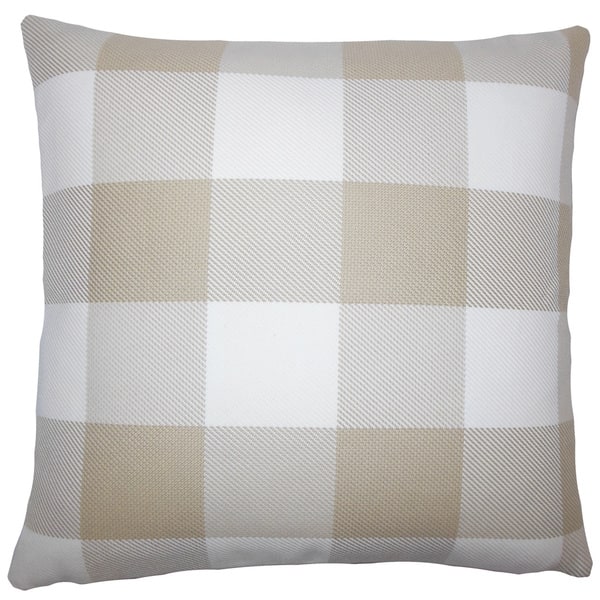 slide 1 of 1, Baker Plaid 24-inch Feather Throw Pillow - Sesame