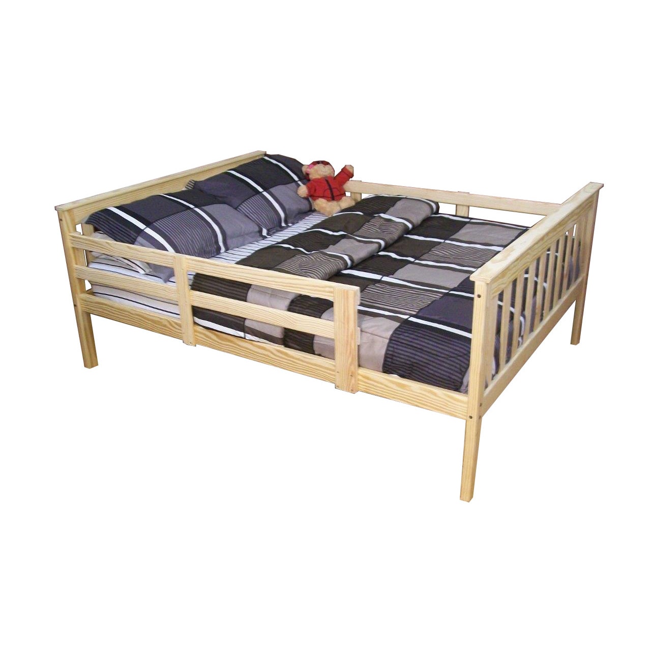 Full Size Mission Bed W Safety Side Rails In Pine Overstock 15639856