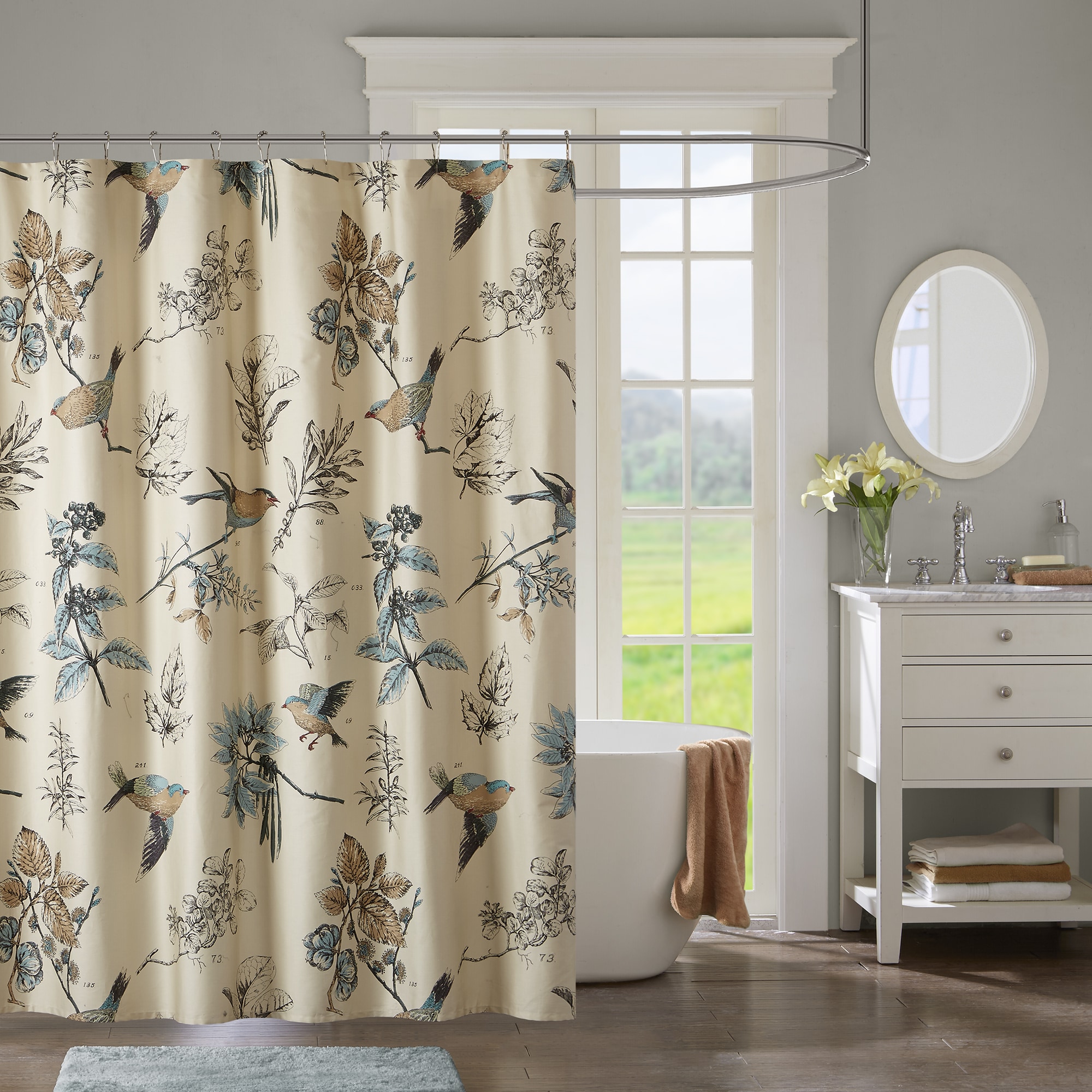 Shop Madison Park Pierce Khaki Printed Cotton Shower Curtain - Free ...