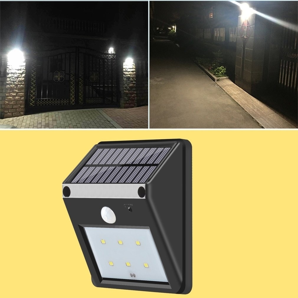 Waterproof 6 LED Solar Power PIR Motion Sensor Wall Light Outdoor Garden Lamp