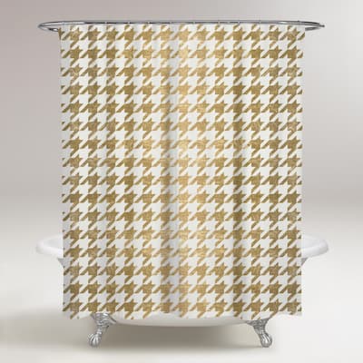 Oliver Gal 'Golden Houndstooth' Shower Curtain