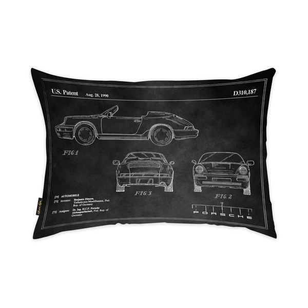 Oliver Gal 'Porsche 911 1990 Horizontal Chalkboard' Decorative Throw Pillow