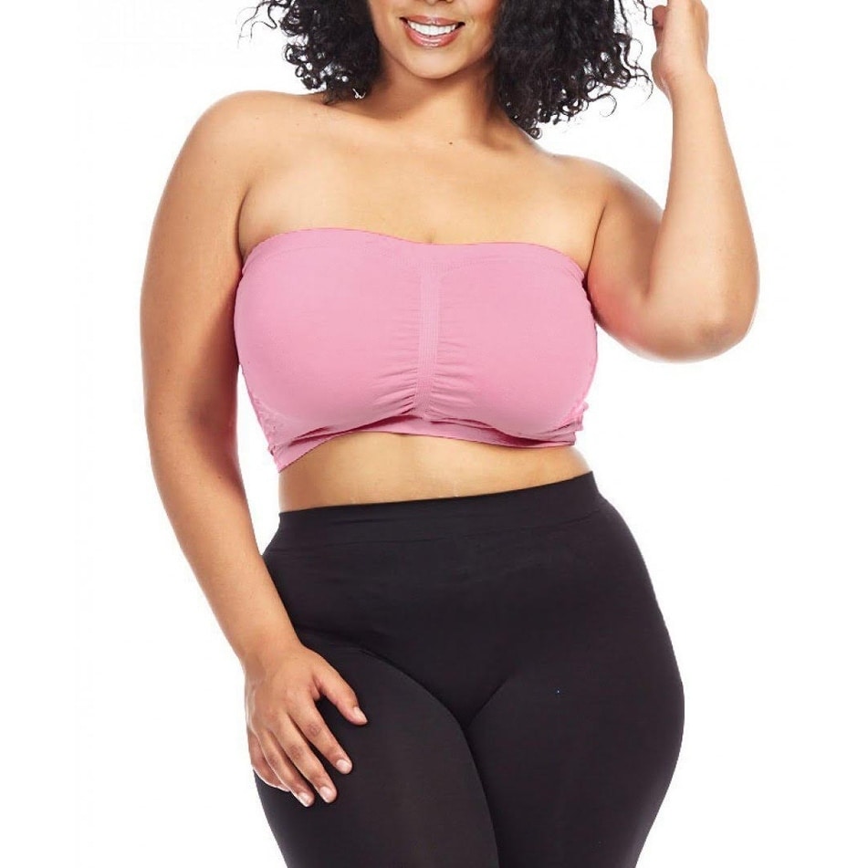 Details about   HOVEOX Women's Plus Size Padded Bandeau Strapless Bras Stretch Tube Top