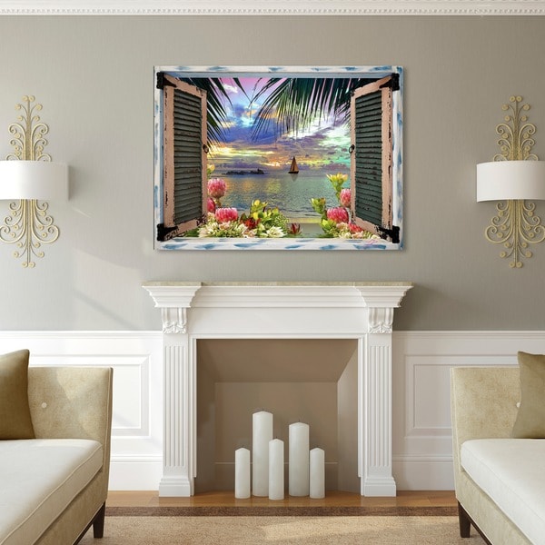 Leo Kelly 'Tropical Window to Paradise III' Canvas Art