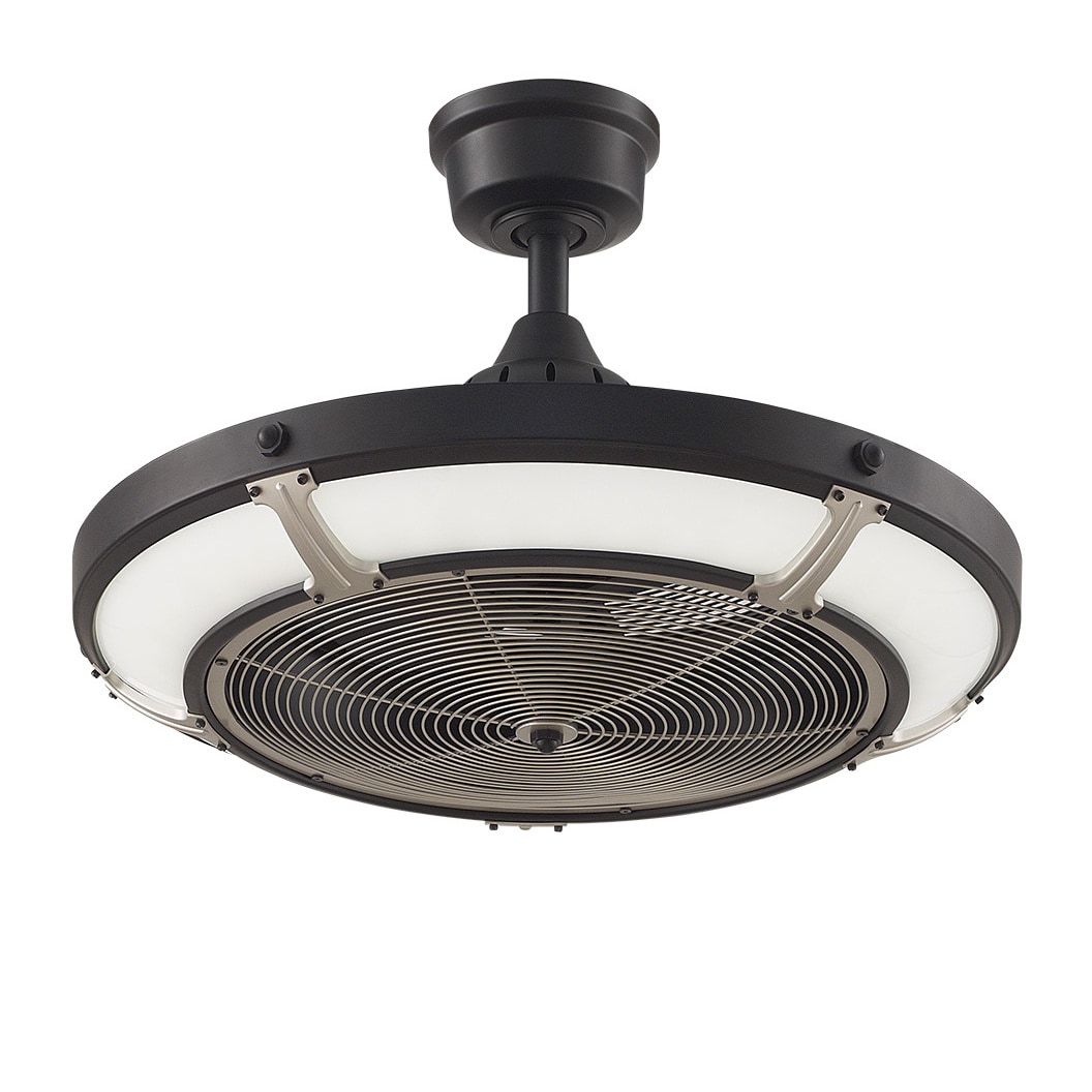 Fanimation Pickett Drum 24 Inch Diameter Ceiling Fan Black With Brushed Nickel Accents Led