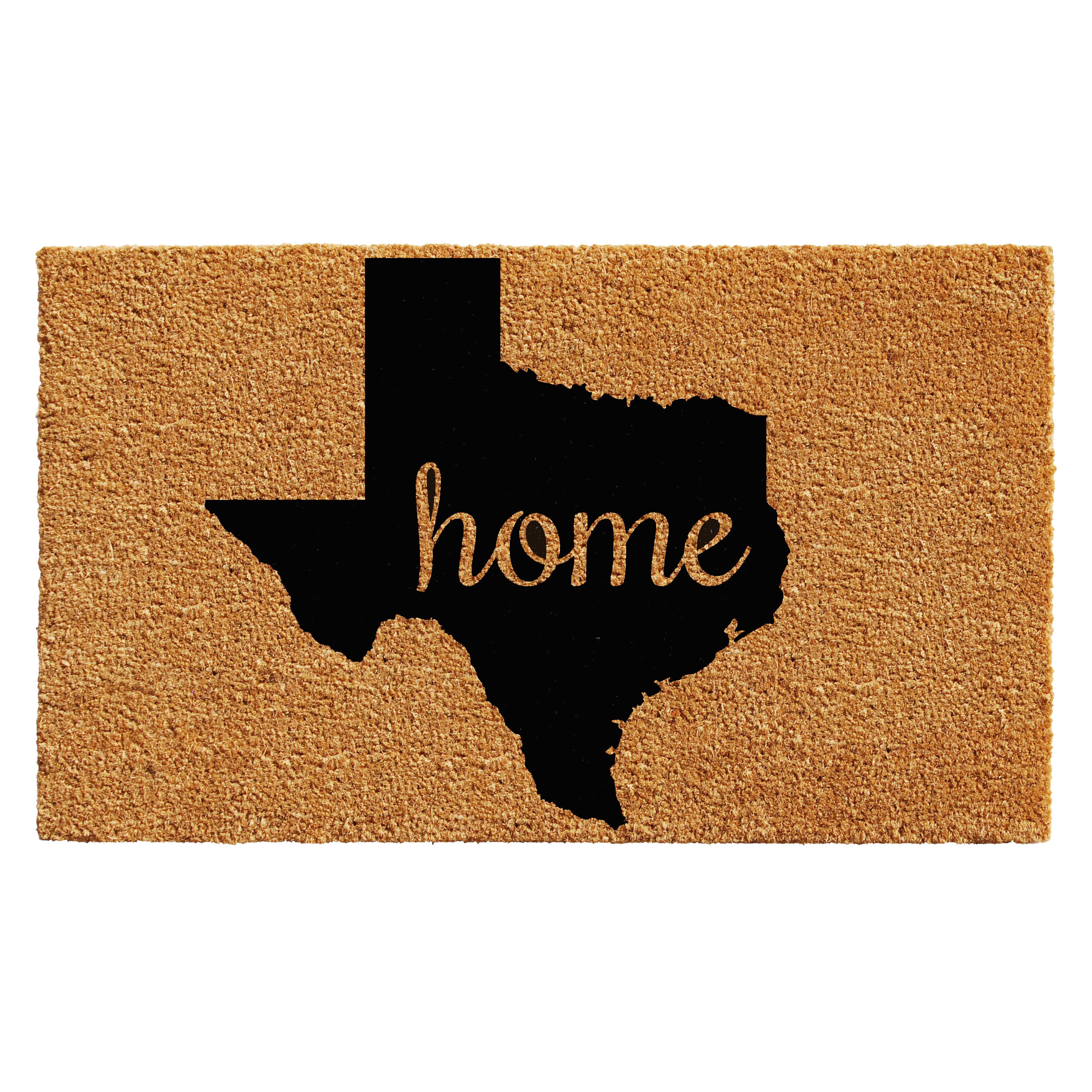 My Texas House Weave Natural/Black Coir Outdoor Welcome Doormat, 18 x 30  