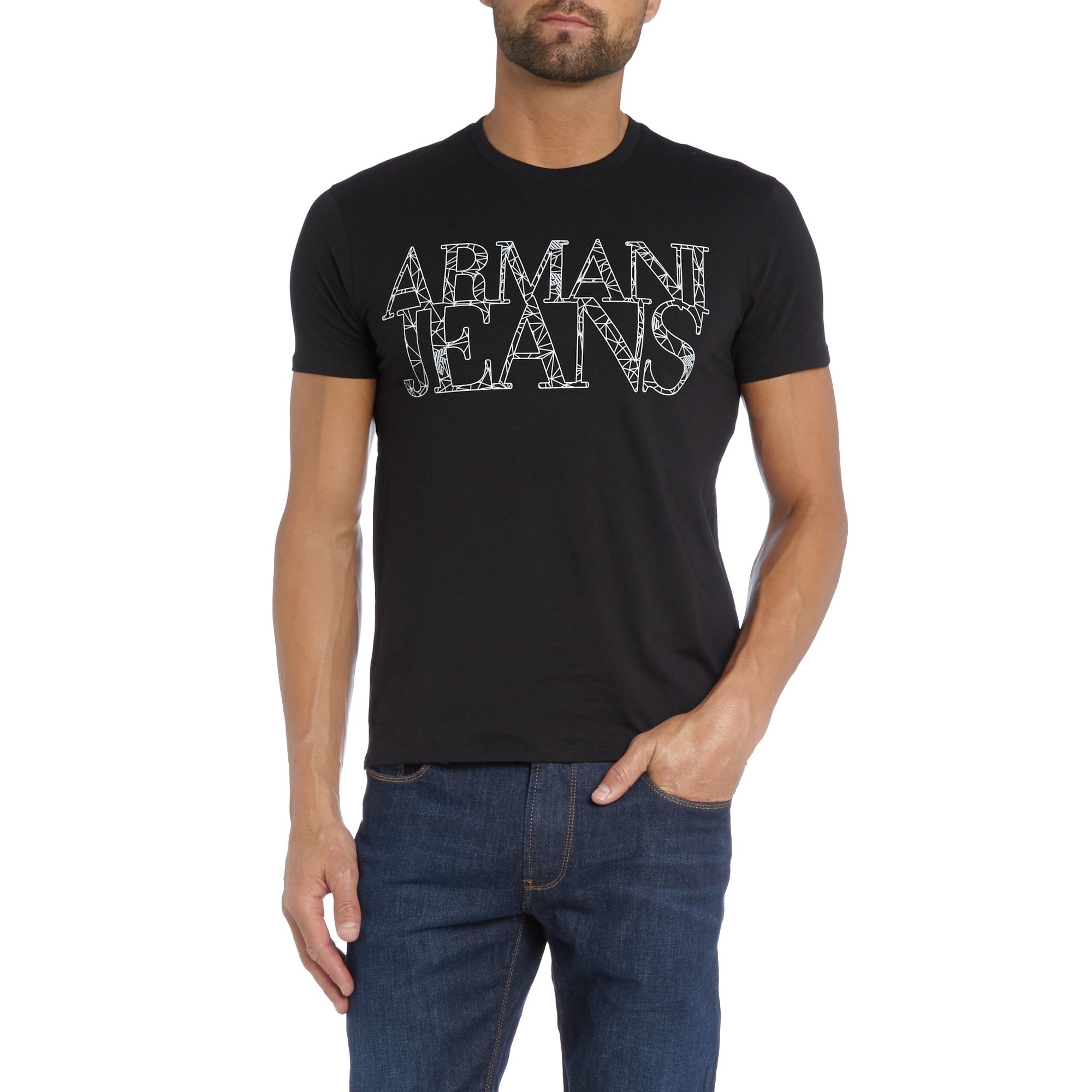 Shop Armani Jeans Black Web Print Logo 