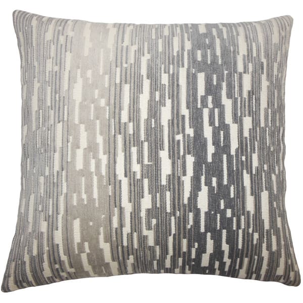 20 Beige & Gray Geometric Square Throw Pillow - Feather & Down