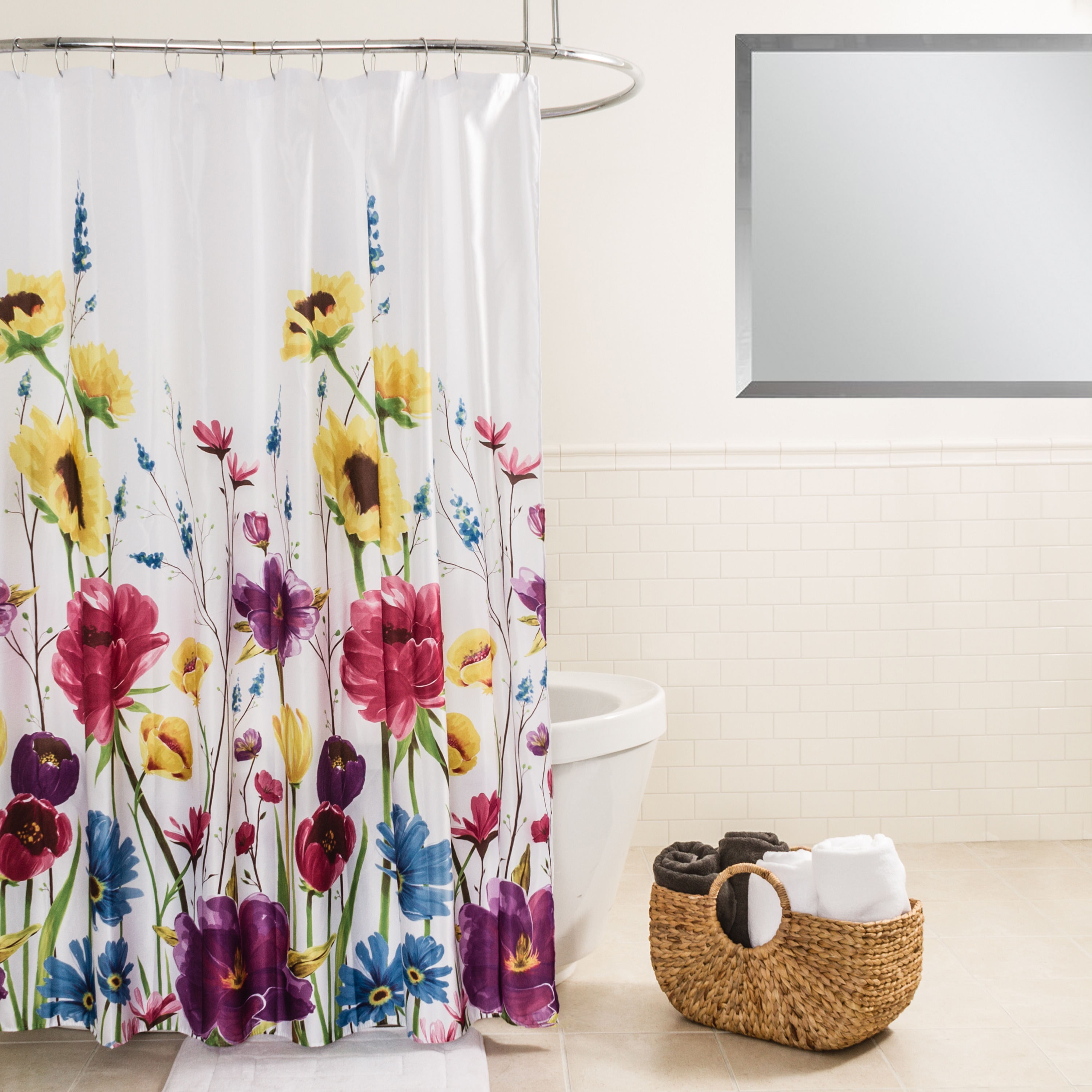 Splash Home Prisma Floral Fabric Shower Curtain - Overstock - 15655176