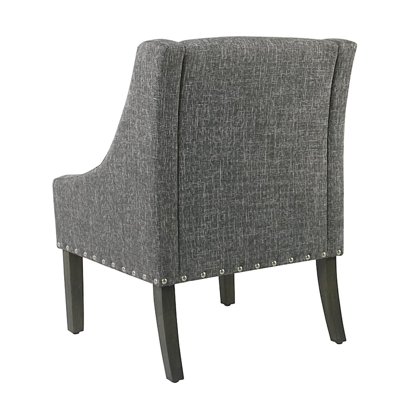 HomePop Modern Swoop Slate Grey Accent Chair with Nailhead Trim