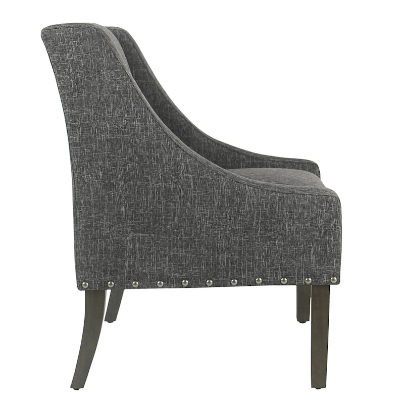 HomePop Modern Swoop Slate Grey Accent Chair with Nailhead Trim
