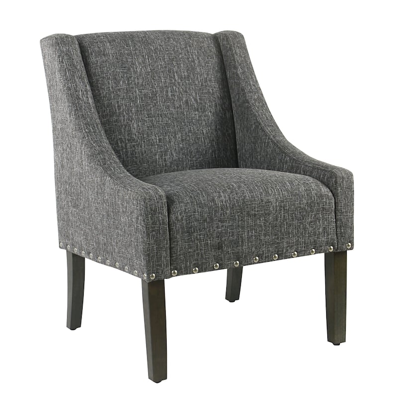 HomePop Modern Swoop Slate Grey Accent Chair with Nailhead Trim