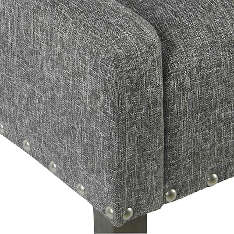 HomePop Modern Swoop Slate Grey Accent Chair with Nailhead Trim