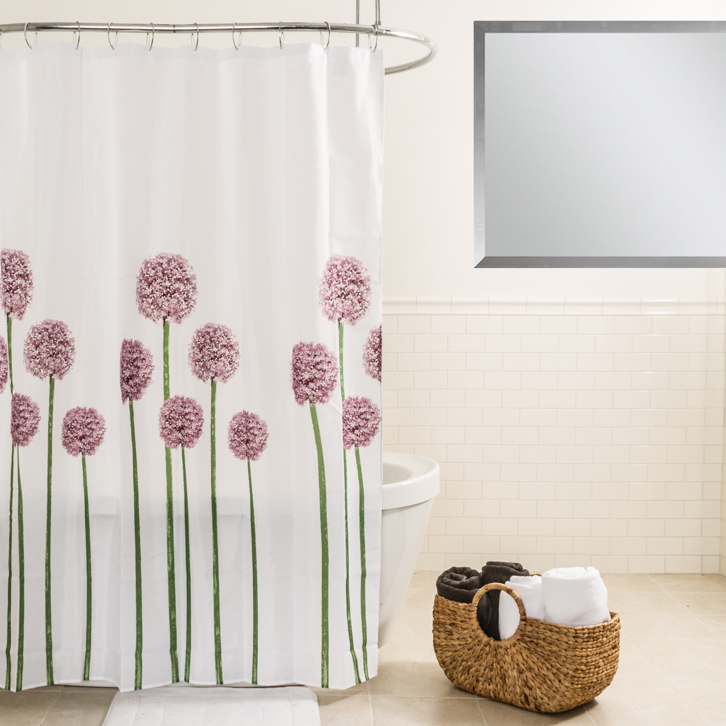 Shop Splash Home Allium Lavendar Fabric Shower Curtain Free
