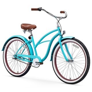 teal cruiser bike with basket