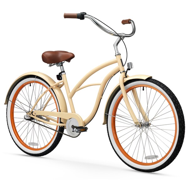 26" sixthreezero Scholar Three Speed Beach Cruiser Women's Bicycle, Cream