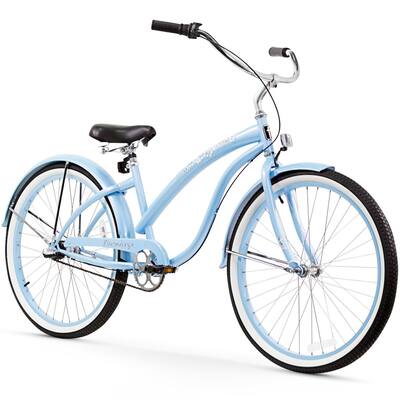 26" Firmstrong Bella Classic Three Speed Women's Beach Cruiser Bicycle, Baby Blue