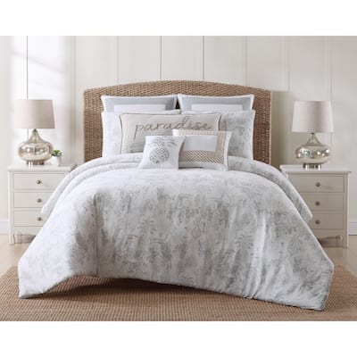 Oceanfront Resort Tropical Plantation Toile 3 Piece Cotton Duvet Set