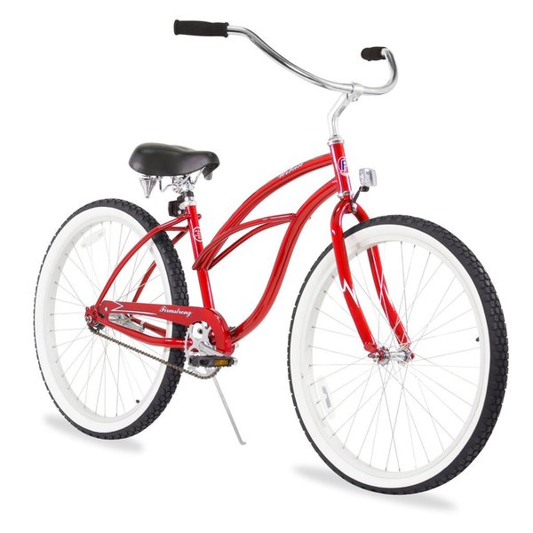 red beach cruiser with basket