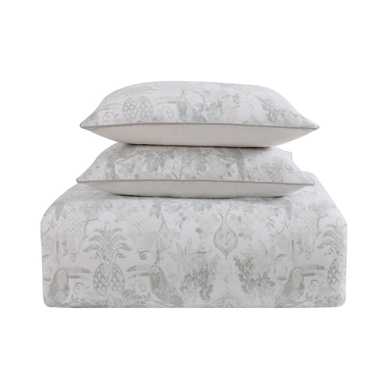 Oceanfront Resort Tropical Plantation Toile 3 Piece Cotton Comforter Set
