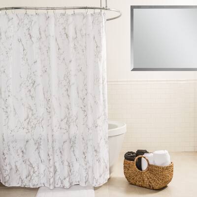 Splash Home Marble Grey Fabric Shower Curtain