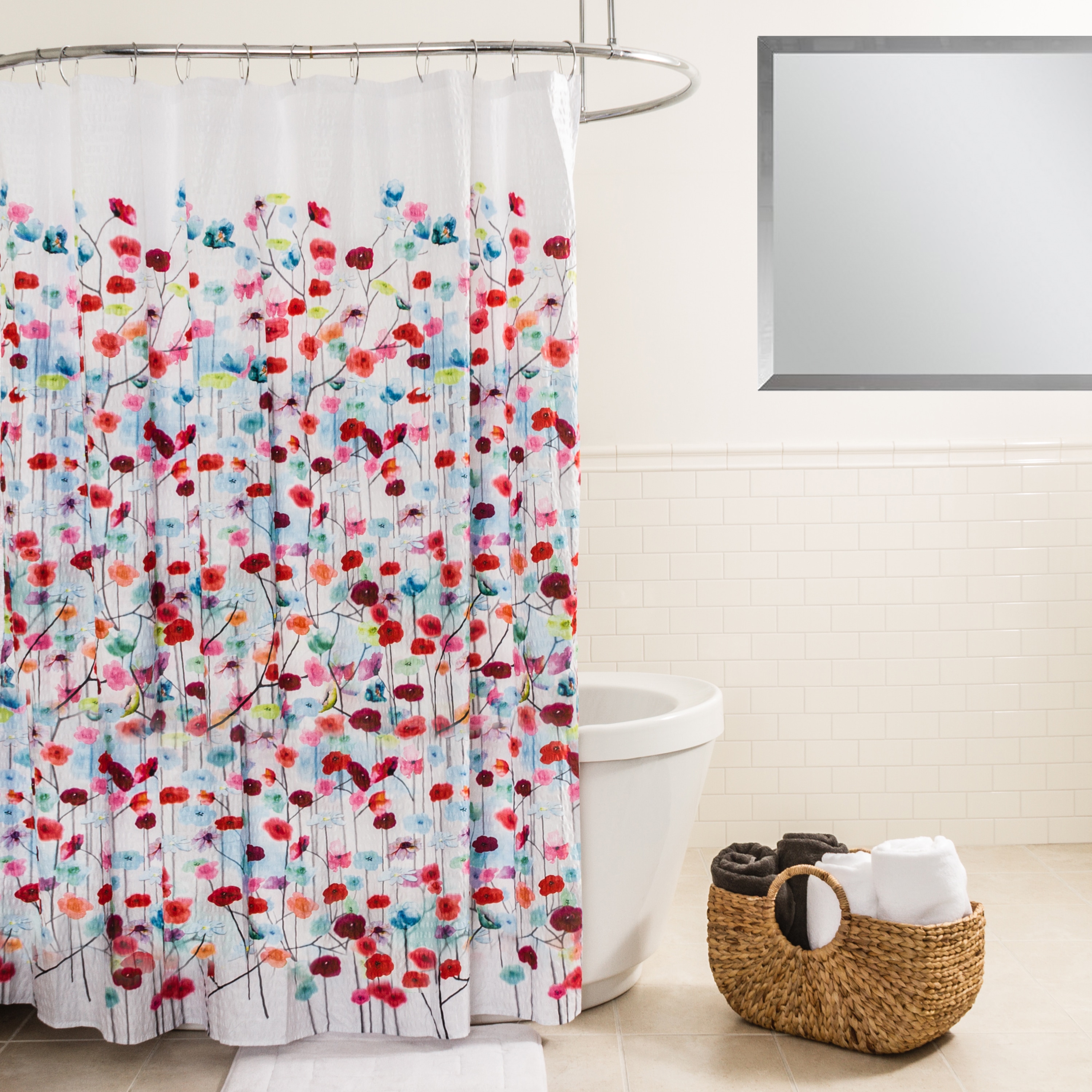 Shop Splash Home Mansi Floral Fabric Shower Curtain Free