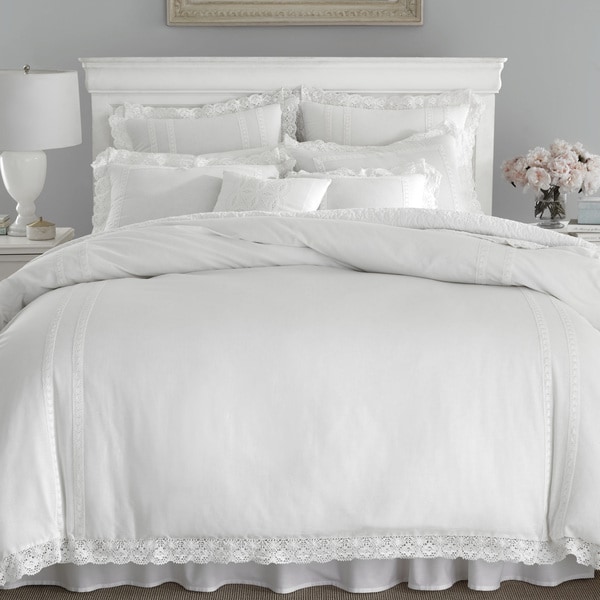Laura Ashley Annabella White Cotton Duvet Cover Set - On Sale