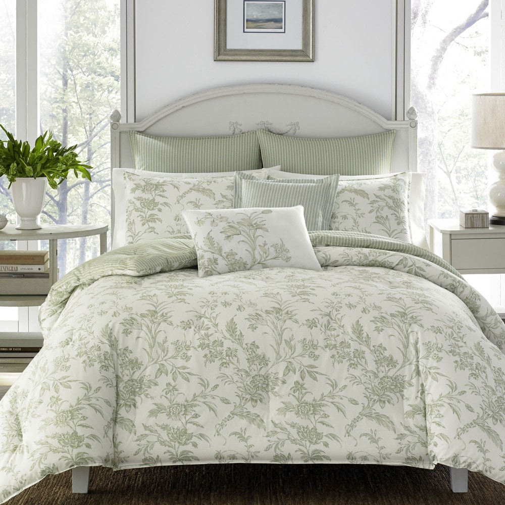 Nordamerika minimal Derive Laura Ashley Natalie Green Floral Cotton Comforter Bonus Set - On Sale -  Bed Bath & Beyond - 15715019