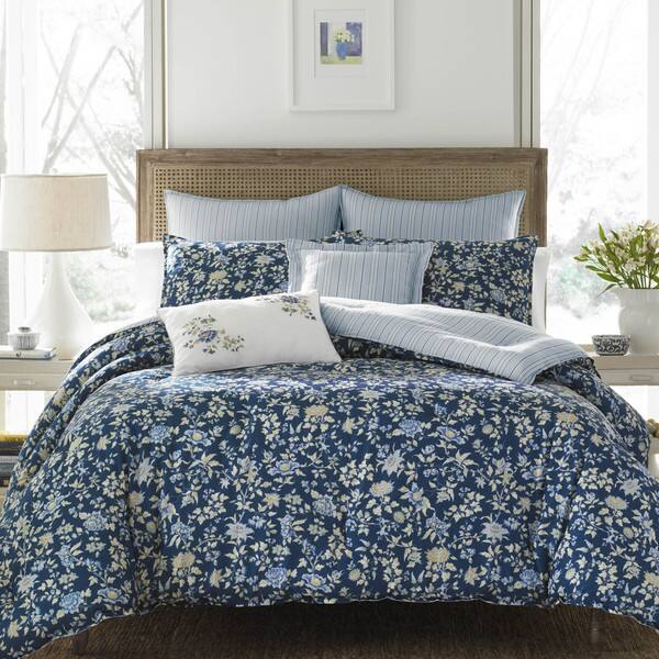 Shop Laura Ashley Stella Dark Blue Comforter Bonus Set Free