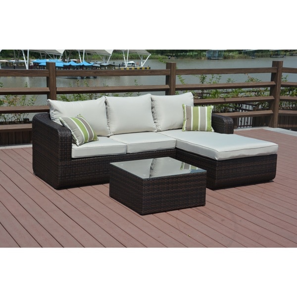 Shop Luies 3-piece All-weather Wicker Patio Conversation ... Shop Luies 3-piece All-weather Wicker Patio Conversation ... on Safavieh Outdoor Living Granton 5 Pc Living Set id=62831