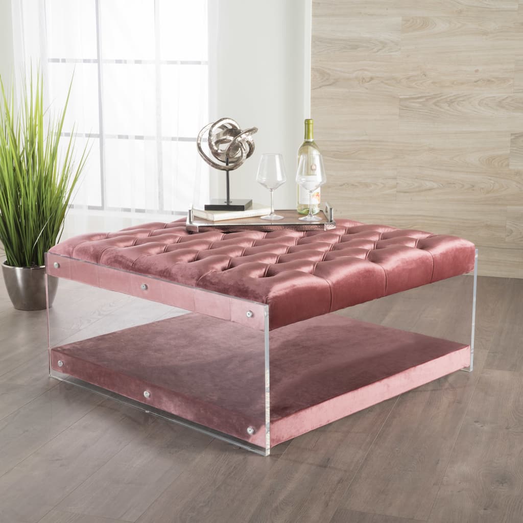Massimo Tufted Velvet Square Ottoman by Christopher Knight Home