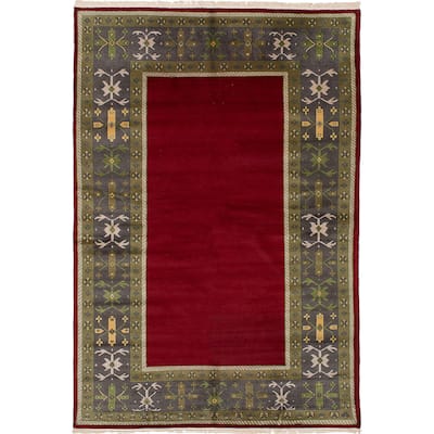 ecarpetgallery Hand Knotted Peshawar Ziegler Red Wool Rug