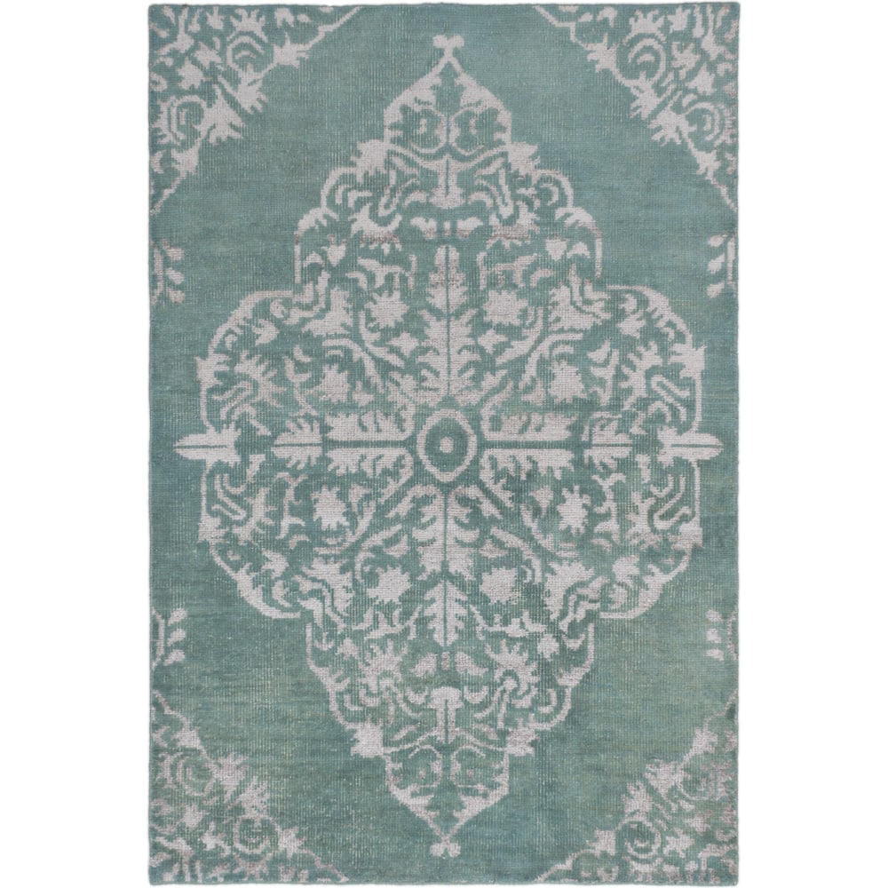 Hand-knotted La Seda Turquoise Silk, Wool Rug