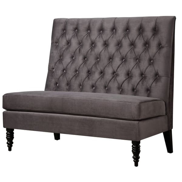 Shop Silver Grey Velvet Tufted Upholstered Banquette Bench 49 X