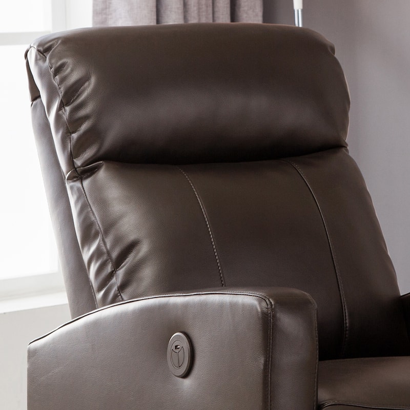 AC Pacific Modern Faux Leather Small Powered Reading Recliner